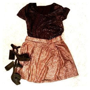 Torrid Glam Gold Foil Skater Skirt
